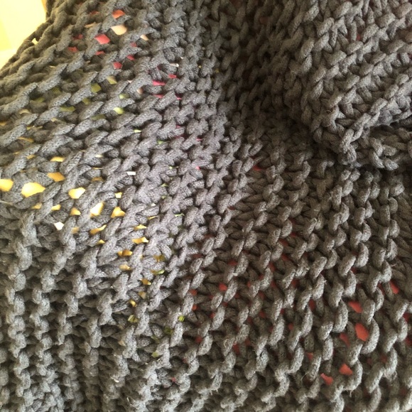 Navy Wool Braided Throw - Picture 2 of 5